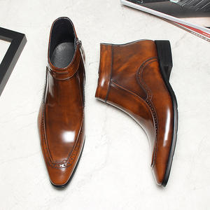 Botas de Tobillo de Cuero Genuino de Lujo para Hombre, Otoño Invierno, Estilo Ejecutivo, con Cordones, Transpirables, Suela de Goma - Product Image 4