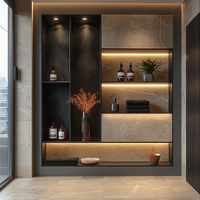 Niche de douche encastrée noire étagères de douche de cuisine en acier inoxydable niche murale de salle de bain niches de douche de salle de bain avec lumière
