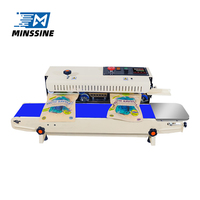Machine de scellage thermique automatique électrique Minssine pour sacs en papier/film et pochettes - Facile à utiliser pour l'emballage alimentaire, des boissons, médical et chimique