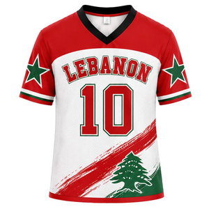 Maglia del Deportivo del Libano # Maglietta da Calcio Bianca e Rossa con Design del Cedro Libanese - Product Image 1