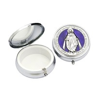 Chapelet religieux Boîte à bijoux en métal Style vintage Bonbons Miroir de maquillage Emballage Boîte cadeau transfrontalière Boîte à chapelet à motif carré