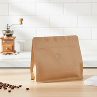 Sacs d'emballage en plastique biodégradables personnalisés en gros pour grains de café, avec valve et fermeture éclair, fond plat, pour l'alimentation et le commerce
