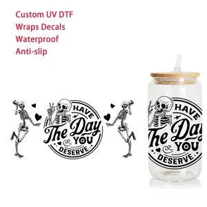 Plant customized uv dtf cup wrap transfers 16oz uv dtf decals pattern designs scratch proof uv dtf sticker transfer wrap on cup