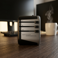 Adaptador de Carga Rápida PD de 35 W con Carcasa de PP para Viajes Universales, 1 Puerto USB-C y 2 Puertos USB-A, Enchufes para Reino Unido, UE, EE. UU. y Australia, Certificado por UKCA y CE