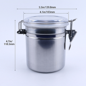 Barattolo in Acciaio <span class=keywords><strong>Inox</strong></span> con Coperchio, Grande, Personalizzabile, Portatile, Ermetico, Antigoccia, Pratico Regalo, Contenitore per Erbe Aromatiche - Product Image 2