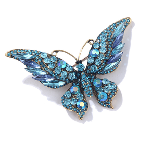 Broche de mariposa con diamantes de imitación de cristal Retro de nuevo diseño, broche de insecto grande multicolor para regalos de bodas, precio barato al por mayor - Product Image 1