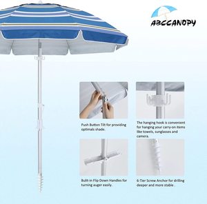 Abcdosel-paraguas de playa con protección UV 50 +, sombrilla exterior con ancla de arena, inclinación, gancho colgante, bolsa de transporte, 6,5 pies - Product Image 4