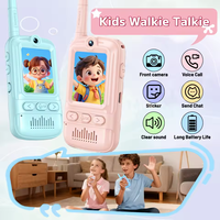 Çocuklar için Video Görüntülü Telsiz Hediye Seti 2'li Paket HD Görüntülü İnterkom Şarj Edilebilir Karikatür Ses Değiştirici Tek Tıkla Arama Çocuk Telsizi
