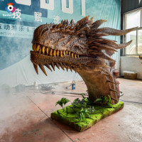 Simulation de tête de dinosaure animatronique personnalisée tête de dragon de l'Ouest peut cracher de la fumée de la bouche pour le parc d'attractions Dino