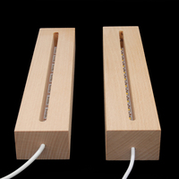 Veilleuse rectangulaire 3D moderne LED USB avec base en bois et contrôle de la lumière pour feuille acrylique lisse pour le salon à usage résidentiel
