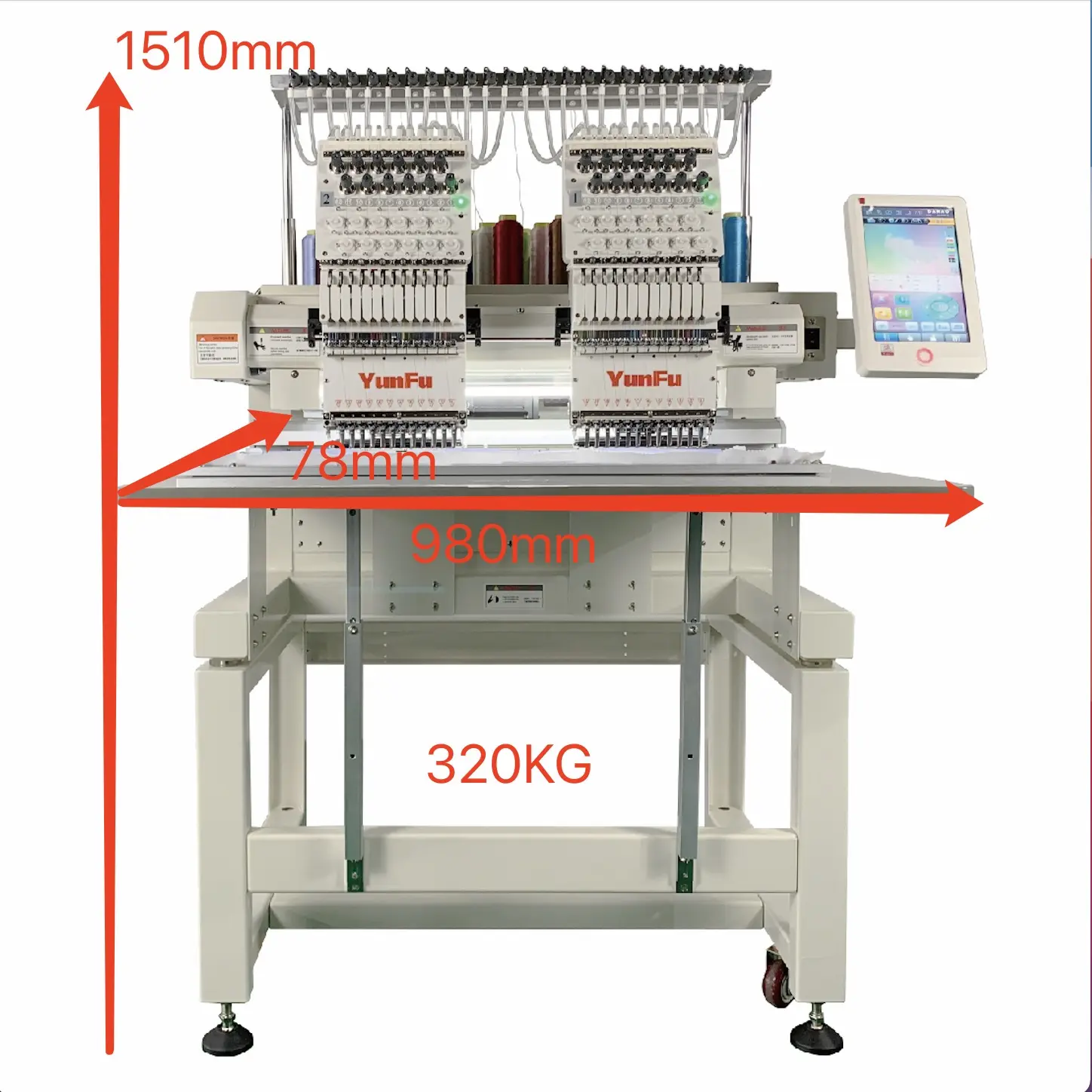 YunFu-máquina de bordado de 2 cabezales, 12 y 15 agujas, venta directa de fábrica