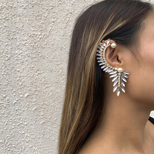 Tiktok-pendientes de perlas de cristal para mujer y niña, joyería elegante con diamantes de imitación, para oreja de hoja, con personalidad, regalo - Product Image 5