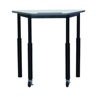 Table d'école réglable en hauteur avec roulettes, finition thermolaquée, mobilier scolaire, table d'élève avec roulettes