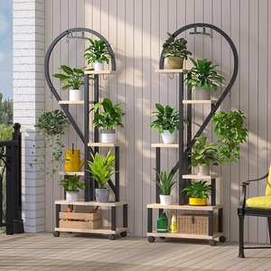 Étagère d'intérieur en <span class=keywords><strong>bois</strong></span> pour plantes avec support pour fleurs parfumées Support pour pots de fleurs en métal Roue verrouillable pour lampes de culture - Product Image 3