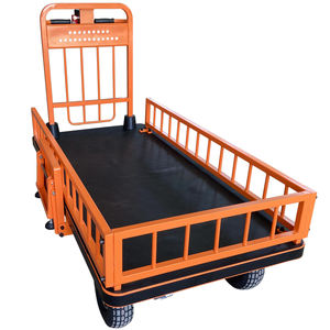Dapat disesuaikan Platform baja PU empat roda truk gudang elektrik kapasitas 500kg keranjang tangan kayu tugas berat troli tangan - Product Image 5