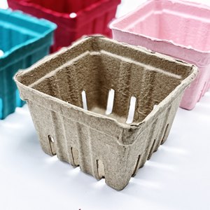 Boîte carrée en <span class=keywords><strong>papier</strong></span> moulé recyclé biodégradable écologique RUNWELL, paniers à fruits, petit seau à fruits et légumes réutilisable - Product Image 1