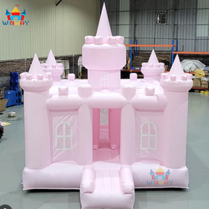 Enjoy High Quality Pastel Pink PVC Portable <b>Inflatable</b> Bouncy Castle Jumping Commercial Outdoor Bounce <b>House</b> WINWAYTOYS 4x4m - Product Image 4