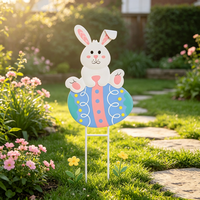 Décoration de jardin ODM OEM : Poteau décoratif Lapin de Pâques mignon avec œuf de Pâques pour l'extérieur au printemps