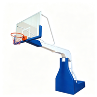 Support de basketball hydraulique portable, réglable en hauteur, avec panneau en verre trempé, cadre métallique robuste, pour extérieur