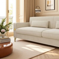 Ensemble de canapés en velours Chesterfield de luxe avec accents dorés Coussins en peluche modernes à trois places pour salon et bureau