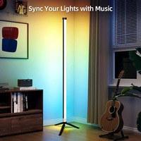Lámpara de Pie LED RGB 3000K, Lámpara de Pie Inteligente con Control Remoto por Aplicación Bluetooth, Sincronización de Música, Más de 300 Efectos