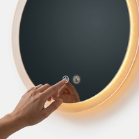 Miroir de salle de bain LED rond à prix d'usine, cadre rayé en acrylique, interrupteur tactile, rétroéclairé, mural, pour maquillage – Offre Spéciale
