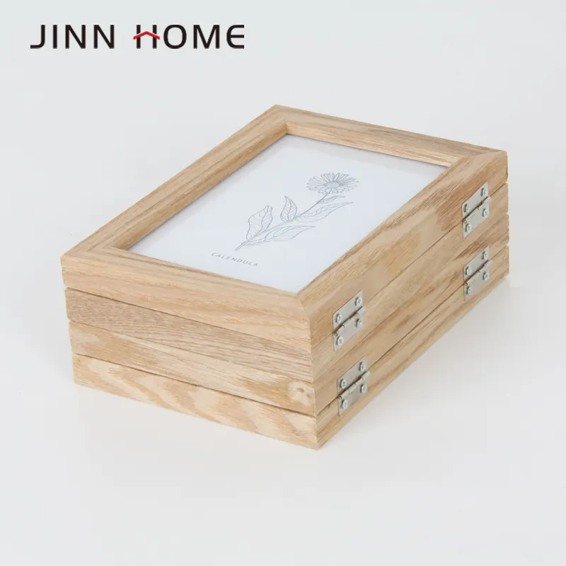 Jinn Home Folding Photo Frame Wood Table Picture Frame Artistic Glass- Hinged Picture Frame