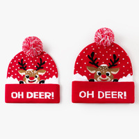 Pull de Noël mignon pour enfants, unisexe, personnalisable, en acrylique tricoté, coupe ample, motif élan, ensemble familial de vêtements de Noël en tricot, trois pièces