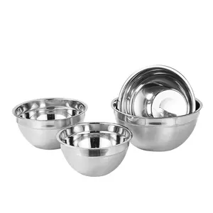 OEM/ODM Customized Salad Bowl 201 Stainless Steel Bowl Factory Stock 0.4mm Thickness High-capacity Cooking Bowl