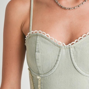 Women Spring Summer Washed Sleeveless Button <b>Down</b> Denim Dress Casual Fit A-Line Mini Dress With Pockets - Product Image 3