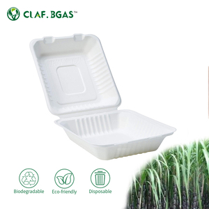 Bán buôn phân hủy sinh học bã mía vỏ sò bao bì hộp sợi mía, nắp có bản lề - Product Image 2
