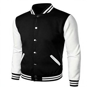 เสื้อแจ็คเก็ตปักตัวอักษร K สไตล์ Preppy สำหรับผู้ชาย สีดำ แขนเสื้อสีขาว ลายโน้ตดนตรีและหัวใจ ดีไซน์สำหรับใส่ในฤดูใบไม้ร่วง - Product Image 2