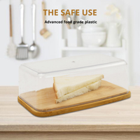 Mini boîte à pain en céramique Antique personnalisable en bois de bambou naturel avec Base de planche à découper en bambou avec couvercle pour comptoir de cuisine