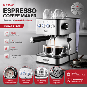 Machine à café expresso en acier inoxydable, 15 bars, avec buse vapeur, réservoir d'eau de 1,8 L, 850 W, pour usage domestique et commercial, cappuccino, latte - Product Image 1