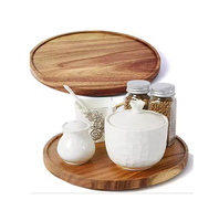Funktionaler Runder Akazienholz Lazy Susan Organizer Küchen-Drehteller für Schrank Speisekammer Tischorganisation