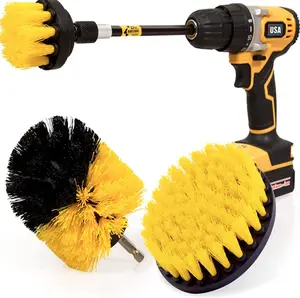 Yellow Scrub Pads Power Scrubber Brush Drilling Brush Set For All Purpose Clean