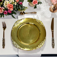 Assiettes de Présentation en Gros 13 Pouces, Style Victorien Antique, en Plastique de Luxe, Bord Gaufré Baroque Moderne, pour Dîner, Service et Événements