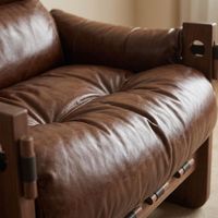 Fauteuil moderne en bois massif, résistant aux griffes de chat, en cuir huilé, chaise longue entièrement assemblée, chaise individuelle pour salon