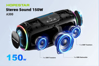 Enceinte sans fil étanche HOPESTAR A300, haute puissance, basses profondes, subwoofer RGB, enceinte portable d'extérieur