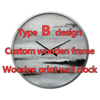 Jam dinding dekorasi kayu kaca Kualitas Terbaik Kemasan individual desain kustom ukuran kustom pabrik