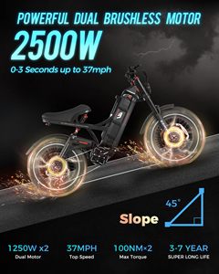 Vélo électrique Eahora Romeo 2 2500W 52V 60Ah avec cadre en acier, double suspension, contrôle par application, longue autonomie, pneus larges 26*4.0, modèle 2024 - Product Image 2