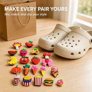 Breloques de chaussures en PVC en forme de fleurs mignonnes, patchs personnalisés avec logo OEM, vente en gros, accessoires en vrac, cadeau pour femmes et filles - Product Image 5