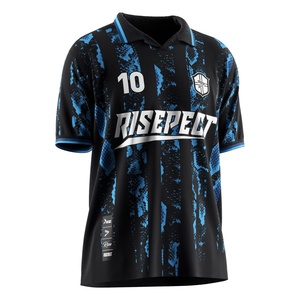 Single Button Collar Retro Soccer Jersey Quick-dry Moisture-control Optional Custom Trims for Practice - Product Image 5