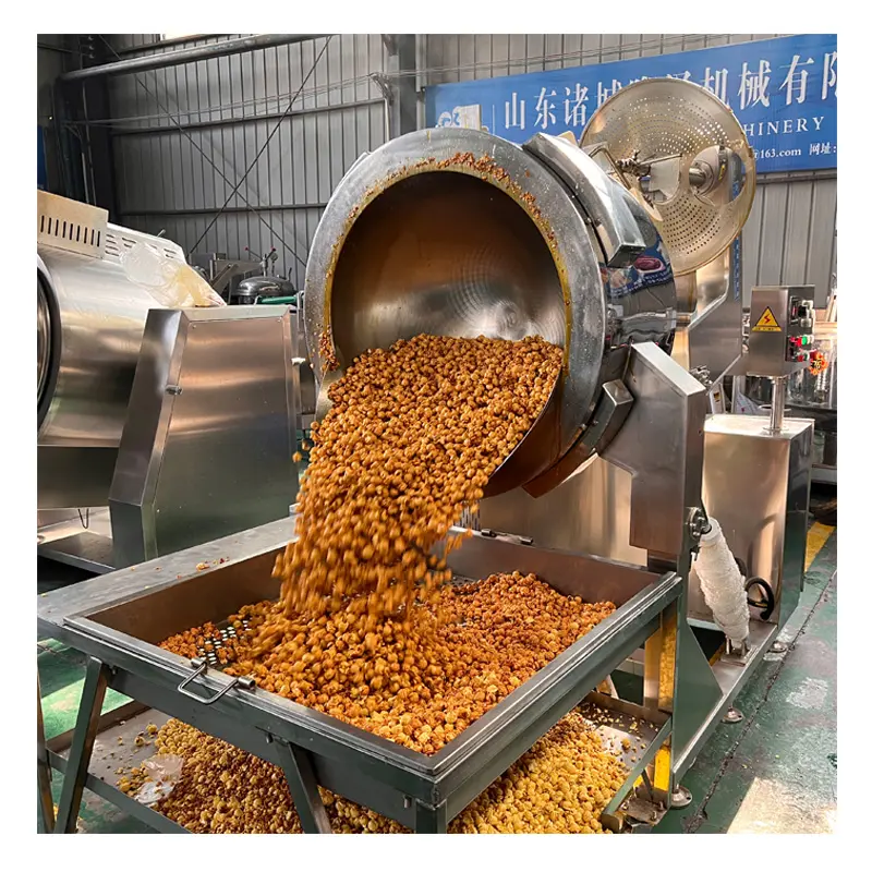 China voll automatische große Industrie gas elektrische Karamell beschichtung Popcorn Herstellung Popper Maker Pop Corn Maschine Preisliste