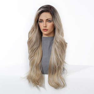 Nouvelle perruque en dentelle complète 13*6, style européen et américain, <span class=keywords><strong>dégradé</strong></span> doré, <span class=keywords><strong>cheveux</strong></span> longs <span class=keywords><strong>bouclés</strong></span>, grande surface, entièrement tissée à la main, réaliste pour femme - Product Image 4