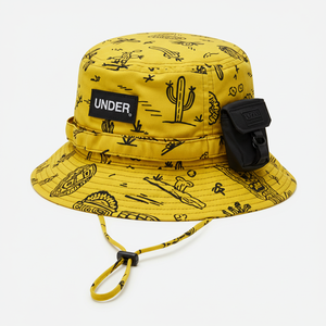 مخصص معسكر المشي الصيد حافة واسعة الرجال البوليستر النايلون قبعة شبكة تكتيكية دلو ركوب الأمواج قبعة Boonie مع سلسلة - Product Image 3