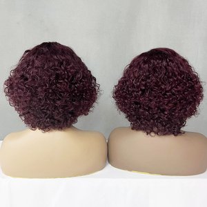 Super Double Drawn 8 pouces # Perruques bouclées de luxe 99J 4x4 avec fermeture, en cheveux vietnamiens bruts, pour femmes noires - Product Image 3