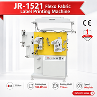 Imprimante flexographique 3 couleurs JR-1521 automatique 60 m/min pour ruban satiné, nylon, taffetas, impression d'étiquettes en tissu