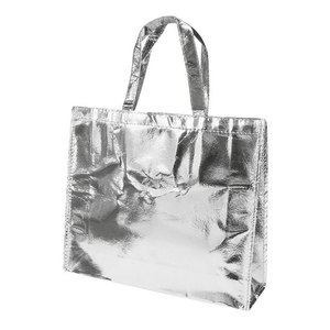 Borsa tote argentata lucida per donna, borsa per la spesa, leggera e riutilizzabile - Product Image 1