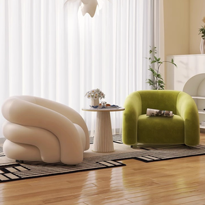 Sillón Individual Estilo Crema para Sala de Estar, Silla de Reuniones, Silla de Negociación Informal de Lujo Ligero, Sofá de Tela - Product Image 2